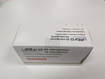Photo for Prague,Czech republic- June 22 2023: box of  Ultibro Breezhaler is indicated as a maintenance bronchodilator treatment to relieve symptoms in adult patients with chronic obstructive pulmonary disease (COPD),heatlh care Czech republic,Europe - Royalty Free Image