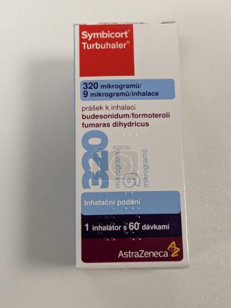 Photo for Prague,Czech republic-June 22 2023: box of Symbicort Turbuhaler 200-Astra Zeneca with active pharmaceutical substance Budesonide Formoterol,inhaler  used for asthma treatment ,heatlh care Czech republic,Europe,European union pharmacy concept - Royalty Free Image