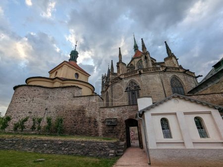 Photo for Kolin,Czech republic-July 16 2023:Kolin town historical city center and Cathedral with bell towers,panorama view - Royalty Free Image