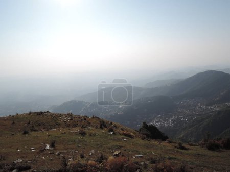 Photo for Himalaya mountains panorama landscape view in Bir Billing area,Joginder Nagar Valley,state of Himachal Pradesh,India, beautiful scenic landscape view of mountains,Himalayas - Royalty Free Image