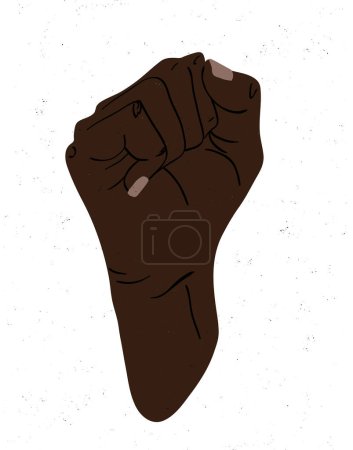 Illustration for Raised fist illustration. Black leather cuff. Concepts of diversity, strength, tolerance, equality, unity, partnership, struggle. - Royalty Free Image