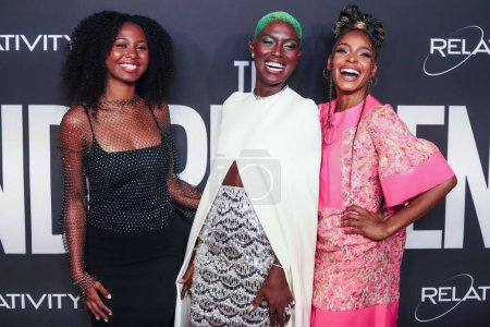 Photo for Imani Love, Jodie Turner-Smith and Margaret Odette arrive at the New York Premiere Of Relativity Media And Peacock's 'The Independent' held at the IPIC Fulton Market NYC Theater on November 1, 2022 in Manhattan, New York City, New York, United States - Royalty Free Image