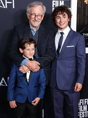 Photo for Mateo Zoryna Francis-DeFord, Steven Spielberg and Gabriel LaBelle arrive at the 2022 AFI Fest - Closing Night Special Screening Of Universal Pictures' 'The Fabelmans' held at the TCL Chinese Theatre IMAX on November 6, 2022 in Los Angeles, USA - Royalty Free Image