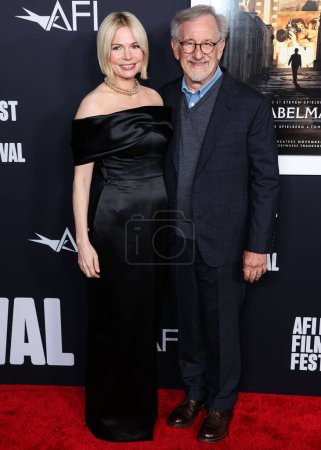 Photo for Michelle Williams and Steven Spielberg arrive at the 2022 AFI Fest - Closing Night Special Screening Of Universal Pictures' 'The Fabelmans' held at the TCL Chinese Theatre IMAX on November 6, 2022 in Hollywood, Los Angeles, California, United States. - Royalty Free Image