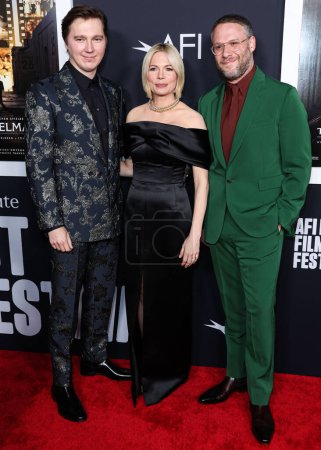Photo for Paul Dano, Michelle Williams and Seth Rogen arrive at the 2022 AFI Fest - Closing Night Special Screening Of Universal Pictures' 'The Fabelmans' held at the TCL Chinese Theatre IMAX on November 6, 2022 in Hollywood, Los Angeles, California, USA - Royalty Free Image