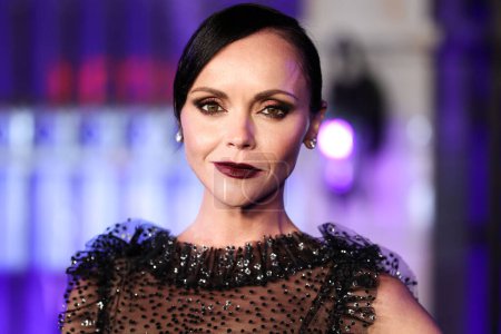 Photo for American actress Christina Ricci wearing Rodarte arrives at the World Premiere Of Netflix's 'Wednesday' Season 1 held at the Hollywood American Legion Post 43 at Hollywood Legion Theater on November 16, 2022 in Hollywood, Los Angeles, California - Royalty Free Image
