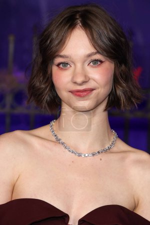 Photo for American actress Emma Myers arrives at the World Premiere Of Netflix's 'Wednesday' Season 1 held at the Hollywood American Legion Post 43 at Hollywood Legion Theater on November 16, 2022 in Hollywood, Los Angeles, California, United States. - Royalty Free Image