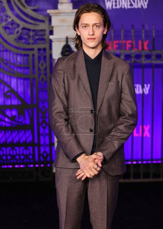 Photo for Percy Hynes White arrives at the World Premiere Of Netflix's 'Wednesday' Season 1 held at the Hollywood American Legion Post 43 at Hollywood Legion Theater on November 16, 2022 in Hollywood, Los Angeles, California, United States. - Royalty Free Image