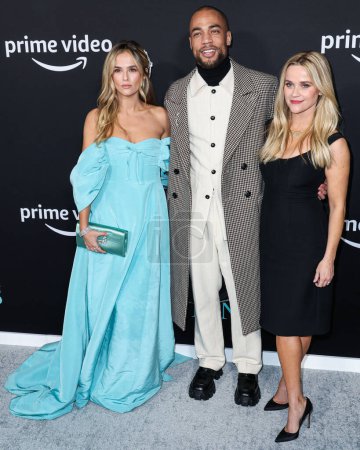 Photo for Zoey Deutch, Kendrick Sampson and Reese Witherspoon arrive at the Los Angeles Premiere Of Amazon Prime Video's 'Something From Tiffany's' held at AMC Century City 15 at Westfield Century City on November 29, 2022 in Century City, Los Angeles - Royalty Free Image