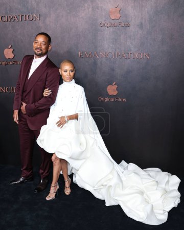 Photo for American actor Will Smith and wife/American actress Jada Pinkett Smith arrive at the Los Angeles Premiere Of Apple Original Films' 'Emancipation' held at Regency Village Theatre on November 30, 2022 in Westwood, Los Angeles, California, United States - Royalty Free Image