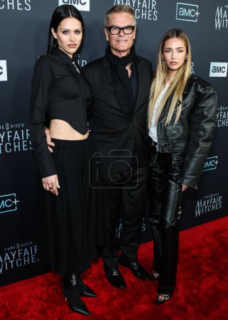 Photo for Amelia Gray Hamlin, Harry Hamlin and Delilah Belle Hamlin arrive at the Los Angeles Premiere Of AMC Networks' 'Anne Rice's Mayfair Witches' held at the Harmony Gold Theater on December 7, 2022 in Hollywood, Los Angeles, California, United States. - Royalty Free Image