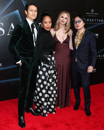 Photo for Harry Shum Jr., Shelby Rabara, Brianne Kimmel and Jimmy O. Yang arrive at the 20th Annual Unforgettable Gala Asian American Awards presented by Character Media held at The Beverly Hilton Hotel on December 17, 2022 in Beverly Hills, Los Angeles - Royalty Free Image