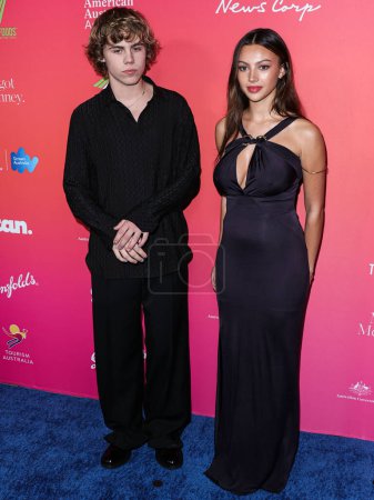 Photo for Australian rapper, singer and songwriter The Kid LAROI (Charlton Kenneth Jeffrey Howard) and girlfriend Katarina Deme arrive at the GDay USA Arts Gala 2023 held at the Skirball Cultural Center on January 28, 2023 in Los Angeles, California, USA - Royalty Free Image