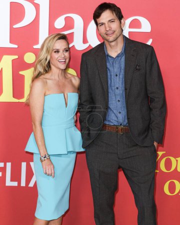 Photo for Reese Witherspoon and Ashton Kutcher arrive at the World Premiere Of Netflix's 'Your Place Or Mine' held at Regency Village Theatre on February 2, 2023 in Westwood, Los Angeles, California, United States. - Royalty Free Image