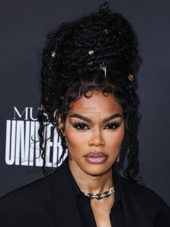 Téléchargez les photos : American singer, actress, dancer and choreographer Teyana Taylor arrives at the Universal Music Group 2023 65th GRAMMY Awards After Party held at Milk Studios Los Angeles on February 5, 2023 in Los Angeles, California, United States. - en image libre de droit