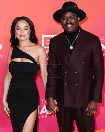 Photo for Dannella Lane and Lil Rel Howery arrive at the 54th Annual NAACP Image Awards held at the Pasadena Civic Auditorium on February 25, 2023 in Pasadena, Los Angeles, California, United States. - Royalty Free Image