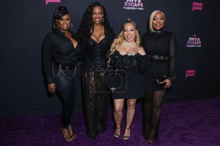 Photo for Tamika Scott, Kandi Burruss, Tameka 'Tiny' Harris and LaTocha Scott Rocky Bivens arrive at Bravo's 'SWV & Xscape: The Queens of R&B' Season 1 Press Event held at The Aster on March 2, 2023 in Hollywood, Los Angeles, California, United States. - Royalty Free Image