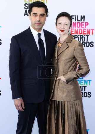 Photo for Karim Saleh and Andrea Riseborough arrive at the 2023 Film Independent Spirit Awards held at the Santa Monica Beach on March 4, 2023 in Santa Monica, Los Angeles, California, United States. - Royalty Free Image