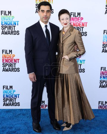 Photo for Karim Saleh and Andrea Riseborough arrive at the 2023 Film Independent Spirit Awards held at the Santa Monica Beach on March 4, 2023 in Santa Monica, Los Angeles, California, United States. - Royalty Free Image