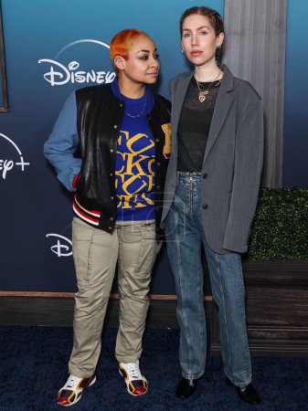 Photo for American actress and singer Raven-Symon and wife Miranda Pearman-Maday arrive at the Los Angeles Premiere Of Disney+'s Music Docu-Special 'Bono & The Edge: A Sort of Homecoming, With Dave Letterman' held at The Orpheum Theatre  on March 8, 2023 in LA - Royalty Free Image