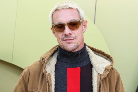 Photo for American DJ Diplo (Thomas Wesley Pentz) arrives at the Versace Fall/Winter 2023 Fashion Show held at the Pacific Design Center on March 9, 2023 in West Hollywood, Los Angeles, California, United States. - Royalty Free Image