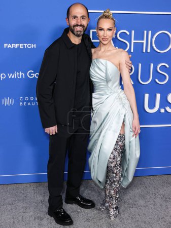 Photo for Christian Richard and wife Christine Quinn arrive at the Fashion Trust U.S. Awards 2023 held at Goya Studios on March 21, 2023 in Hollywood, Los Angeles, California, United States. - Royalty Free Image