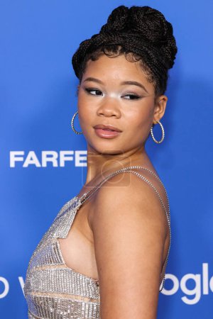 Photo for Storm Reid wearing a Simkhai dress arrives at the Fashion Trust U.S. Awards 2023 held at Goya Studios on March 21, 2023 in Hollywood, Los Angeles, California, United States. - Royalty Free Image