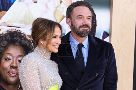 Photo for American singer Jennifer Lopez and husband/American actor and filmmaker Ben Affleck arrive at the World Premiere Of Amazon Studios' And Skydance Media's 'Air' held at the Regency Village Theatre on March 27, 2023 in Westwood, Los Angeles, USA - Royalty Free Image