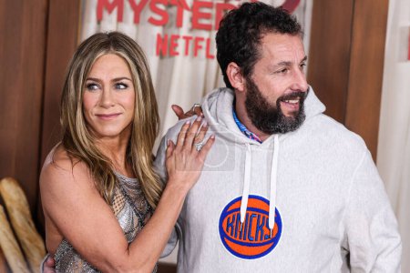 Photo for Adam Sandler and Jennifer Aniston arrive at the Los Angeles Premiere Of Netflix's 'Murder Mystery 2' held at the Regency Village Theatre on March 28, 2023 in Westwood, Los Angeles, California, United States. - Royalty Free Image