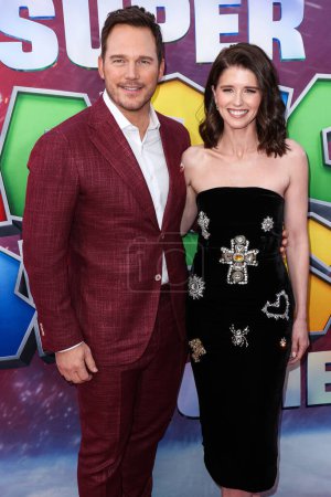 Photo for American actor Chris Pratt and wife/American author Katherine Schwarzenegger arrive at the Los Angeles Special Screening Of Universal Pictures, Nintendo And Illumination Entertainment's 'The Super Mario Bros. Movie' held at the Regal Cinemas LA Live - Royalty Free Image