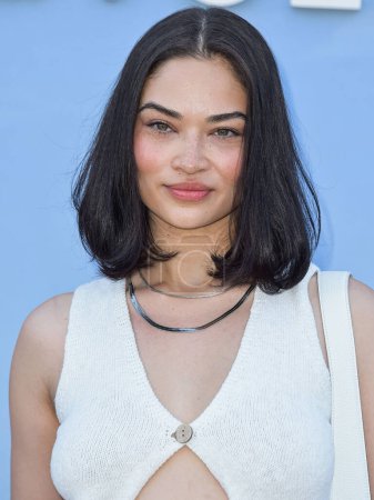 Photo for Shanina Shaik arrives at the REVOLVE Festival 2023 celebrating the 20th Anniversary of REVOLVE in partnership with The h.wood Group on April 15, 2023 in Thermal, Coachella Valley, Riverside County, California, United States. - Royalty Free Image