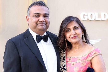 Photo for Neal Mohan and Hema Sareen Mohan arrive at Gold House's 2nd Annual Gold Gala 2023 held at The Music Center on May 6, 2023 in Los Angeles, California, United States. - Royalty Free Image