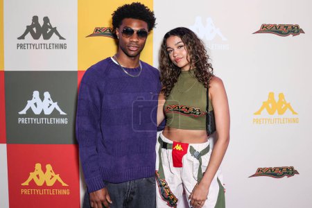 Photo for Jonathan Daviss and Madison Bailey arrive at the PrettyLittleThing X Kappa Launch Party held at the Sunset Room Hollywood on May 9, 2023 in Hollywood, Los Angeles, California, United States. - Royalty Free Image