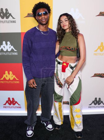 Photo for Jonathan Daviss and Madison Bailey arrive at the PrettyLittleThing X Kappa Launch Party held at the Sunset Room Hollywood on May 9, 2023 in Hollywood, Los Angeles, California, United States. - Royalty Free Image