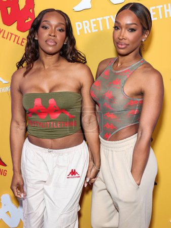 Photo for Khadijah Haqq and sister Malika Haqq arrive at the PrettyLittleThing X Kappa Launch Party held at the Sunset Room Hollywood on May 9, 2023 in Hollywood, Los Angeles, California, United States. - Royalty Free Image