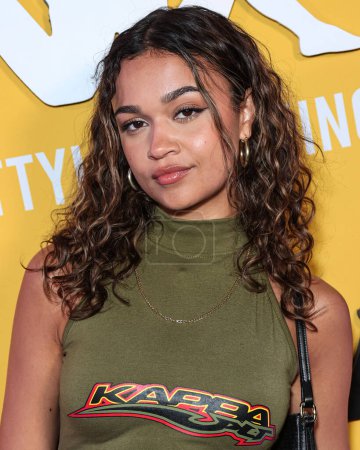 Photo for American actress and model Madison Bailey arrives at the PrettyLittleThing X Kappa Launch Party held at the Sunset Room Hollywood on May 9, 2023 in Hollywood, Los Angeles, California, United States. - Royalty Free Image
