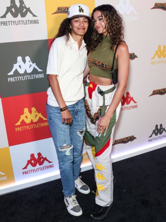 Photo for Mariah Linney and girlfriend Madison Bailey arrive at the PrettyLittleThing X Kappa Launch Party held at the Sunset Room Hollywood on May 9, 2023 in Hollywood, Los Angeles, California, United States. - Royalty Free Image