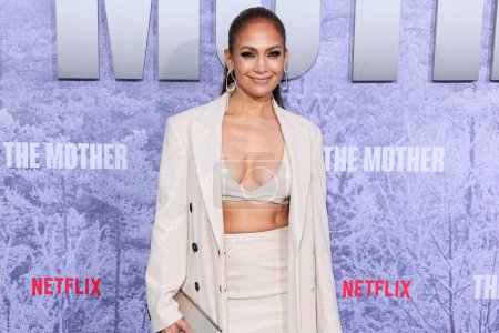 Photo for Jennifer Lopez (J.Lo, Jennifer Lynn Lopez-Affleck) wearing a custom Brunello Cucinelli look, a Tyler Ellis bag, and Fernando Jorge jewelry arrives at the Los Angeles Premiere Of Netflix's 'The Mother' on May 10, 2023 in Westwood, Los Angeles - Royalty Free Image