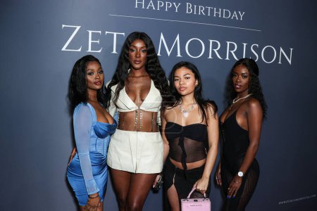 Photo for Trina Njoroge, Zeta Morrison, Clarissa Truman and Justine Ndiba arrive at the 'Love Island USA' Season 4 Winner Zeta Morrison's 30th Birthday Celebration held at Hyde Sunset Kitchen + Cocktails on May 20, 2023 in West Hollywood, Los Angeles - Royalty Free Image