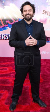 Photo for American actor, comedian, film producer and screenwriter Jake Johnson arrives at the World Premiere Of Sony Pictures Animation's 'Spider-Man: Across The Spider Verse' held at the Regency Village Theater on May 30, 2023 in Westwood, Los Angeles - Royalty Free Image