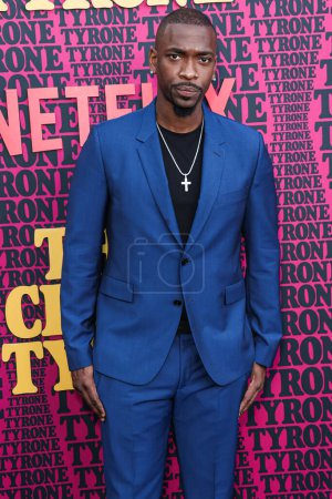 Photo for American stand-up comedian, actor, impressionist, rapper and singer Jay Pharoah arrives at the Los Angeles Premiere Of Netflix's 'They Cloned Tyrone' held at the Hollywood American Legion Post 43 at Hollywood Legion Theater on June 27, 2023 - Royalty Free Image