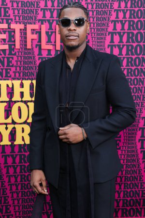 Photo for British actor and producer John Boyega arrives at the Los Angeles Premiere Of Netflix's 'They Cloned Tyrone' held at the Hollywood American Legion Post 43 at Hollywood Legion Theater on June 27, 2023 in Hollywood, Los Angeles, California - Royalty Free Image