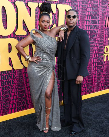 Photo for Teyonah Parris and John Boyega arrive at the Los Angeles Premiere Of Netflix's 'They Cloned Tyrone' held at the Hollywood American Legion Post 43 at Hollywood Legion Theater on June 27, 2023 in Hollywood, Los Angeles, California, United States. - Royalty Free Image