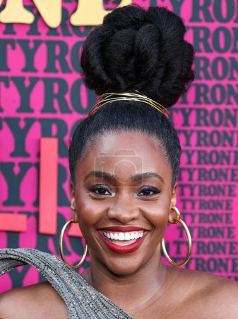 Photo for American actress Teyonah Parris wearing a Gaurav Gupta dress arrives at the Los Angeles Premiere Of Netflix's 'They Cloned Tyrone' held at the Hollywood American Legion Post 43 at Hollywood Legion Theater on June 27, 2023 in Hollywood, Los Angeles - Royalty Free Image