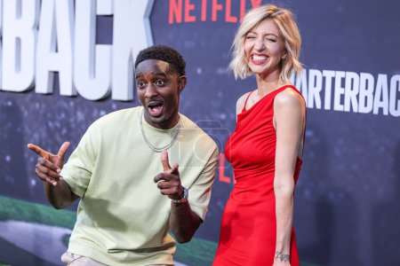 Photo for Desi Banks and Heidi Gardner arrive at the Los Angeles Premiere Of Netflix's 'Quarterback' Season 1 held at the Netflix Tudum Theater on July 11, 2023 in Hollywood, Los Angeles, California, United States. - Royalty Free Image