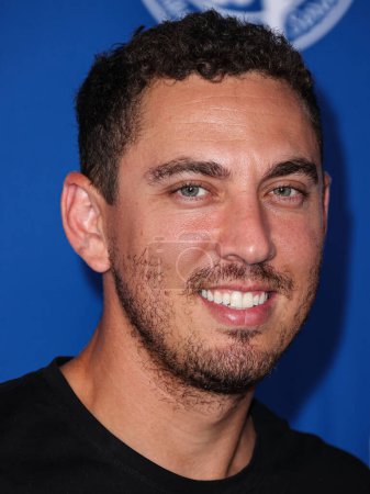 Photo for American professional baseball catcher Austin Barnes arrives at Kershaw's Challenge 10th Annual Ping Pong 4 Purpose 2023 Charity Event Celebrity Tournament held at Dodger Stadium on July 27, 2023 in Elysian Park, Los Angeles, California, USA - Royalty Free Image