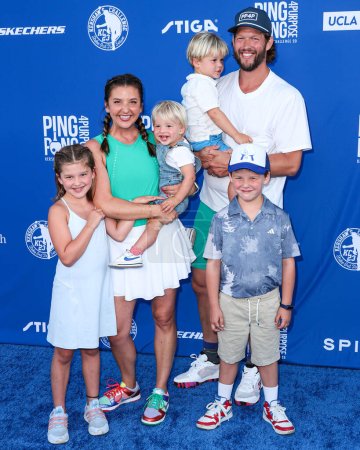 Photo for Ellen Kershaw and Clayton Kershaw with children arrive at Kershaw's Challenge 10th Annual Ping Pong 4 Purpose 2023 Charity Event Celebrity Tournament held at Dodger Stadium on July 27, 2023 in Elysian Park, Los Angeles, California, USA. - Royalty Free Image