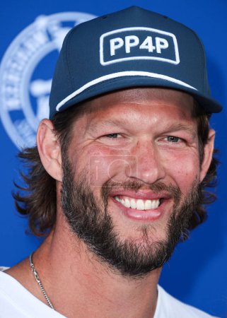 Photo for American professional baseball pitcher Clayton Kershaw arrives at Kershaw's Challenge 10th Annual Ping Pong 4 Purpose 2023 Charity Event Celebrity Tournament held at Dodger Stadium on July 27, 2023 in Elysian Park, Los Angeles, California, USA. - Royalty Free Image