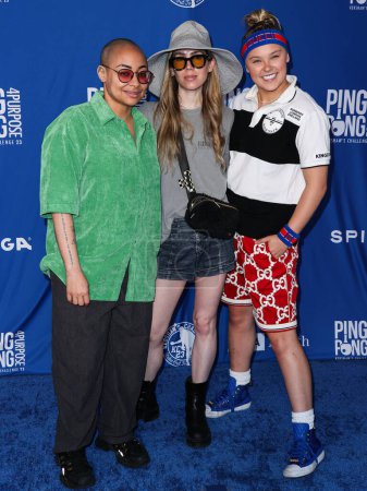 Photo for Raven-Symone, Miranda Pearman-Maday and JoJo Siwa arrive at Kershaw's Challenge 10th Annual Ping Pong 4 Purpose 2023 Charity Event Celebrity Tournament held at Dodger Stadium on July 27, 2023 in Elysian Park, Los Angeles, California, United States - Royalty Free Image