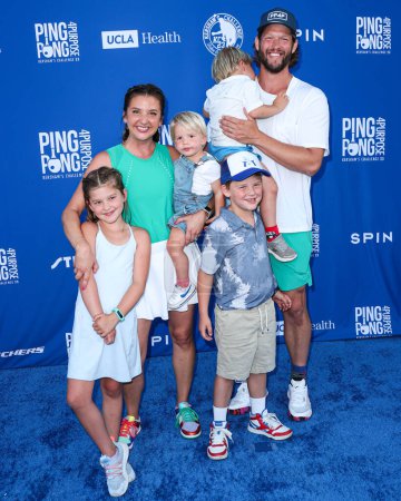 Photo for Ellen Kershaw and Clayton Kershaw with children arrive at Kershaw's Challenge 10th Annual Ping Pong 4 Purpose 2023 Charity Event Celebrity Tournament held at Dodger Stadium on July 27, 2023 in Elysian Park, Los Angeles, California, USA. - Royalty Free Image